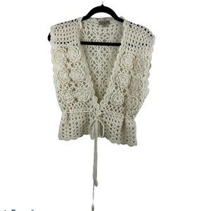 Live & Let Live Ivory Crochet Women's Vest Size M